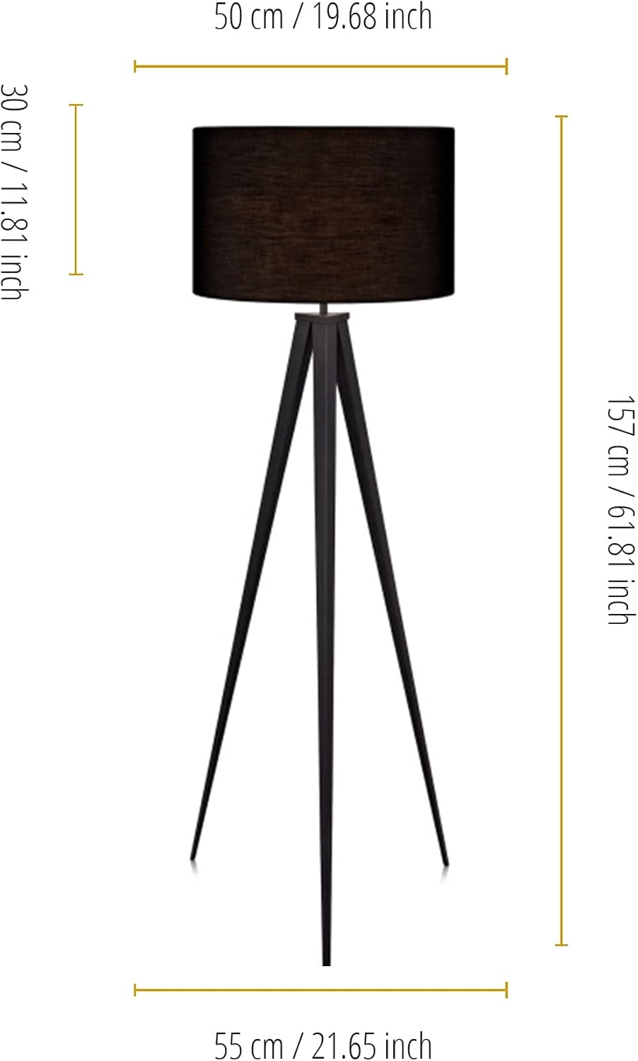 Modern Metal Tripod LED Floor Lamp Drum Shade