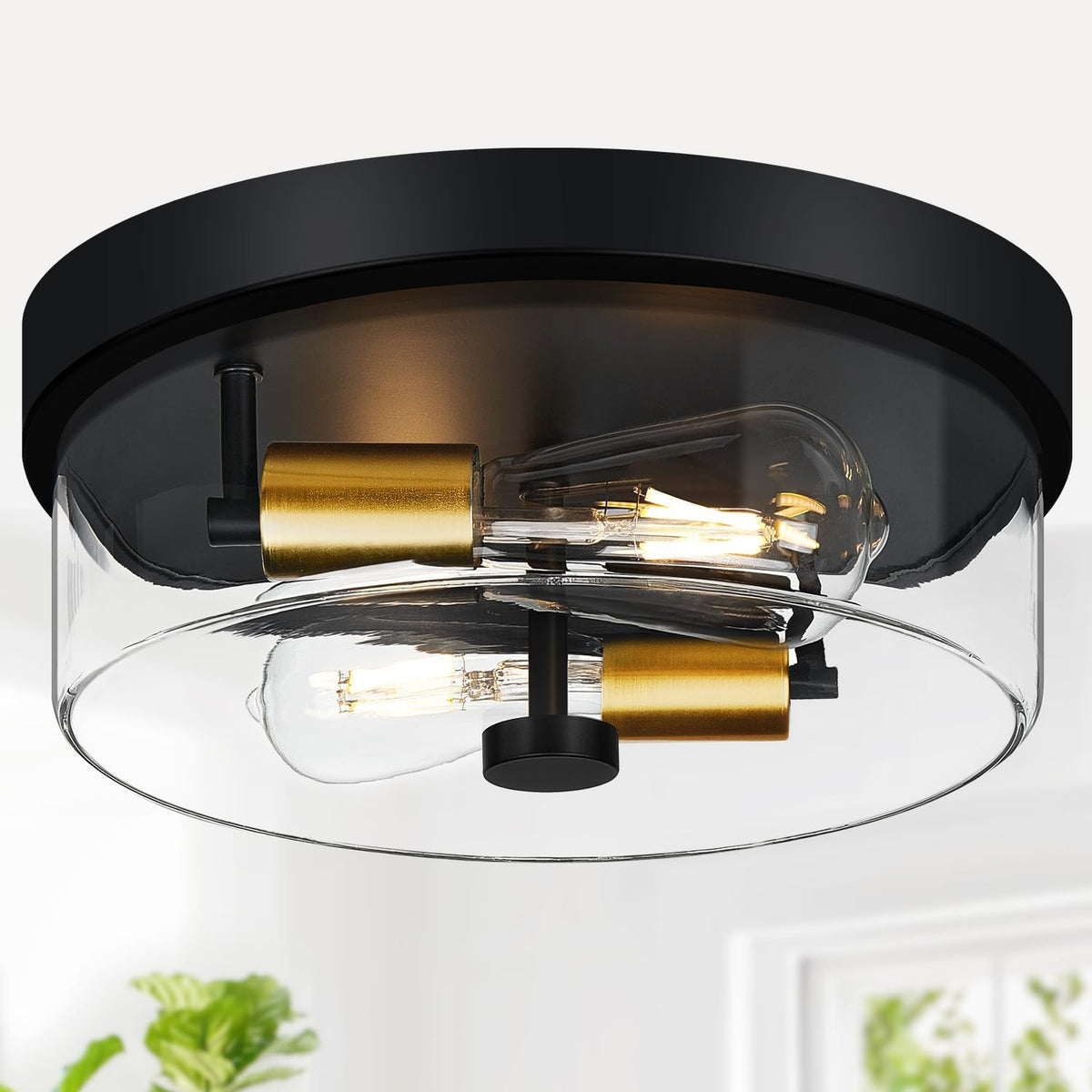 Farmhouse Clear Glass Flush Mount Ceiling Light
