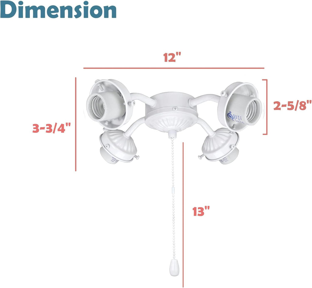White Ceiling Fan Pull‑Chain Light Kit