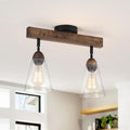 Farmhouse Wood Glass Ceiling Light Fixture