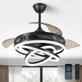 Black Retractable Ceiling Fan With Lights