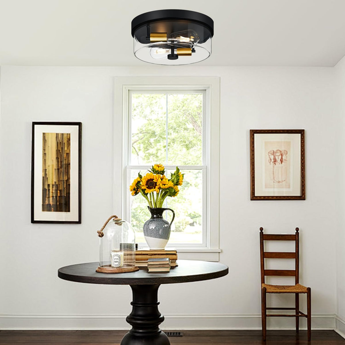 Farmhouse Clear Glass Flush Mount Ceiling Light