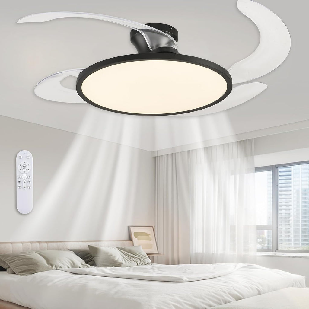 Black Retractable Ceiling Fan With Lights