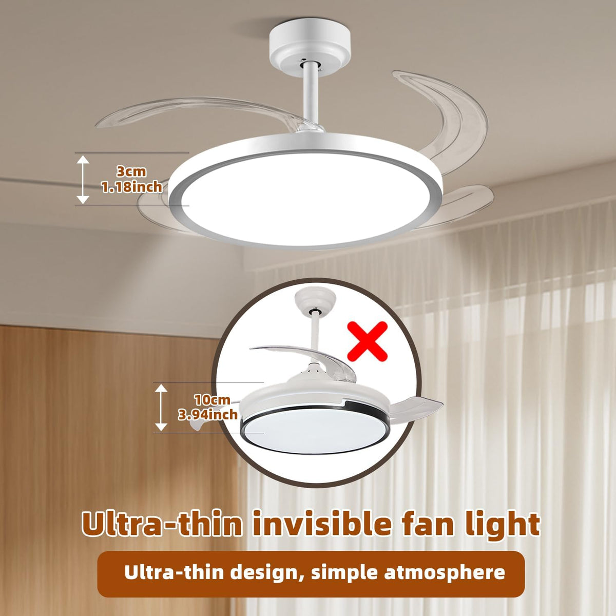 Smart Retractable Ceiling Fan With Lights