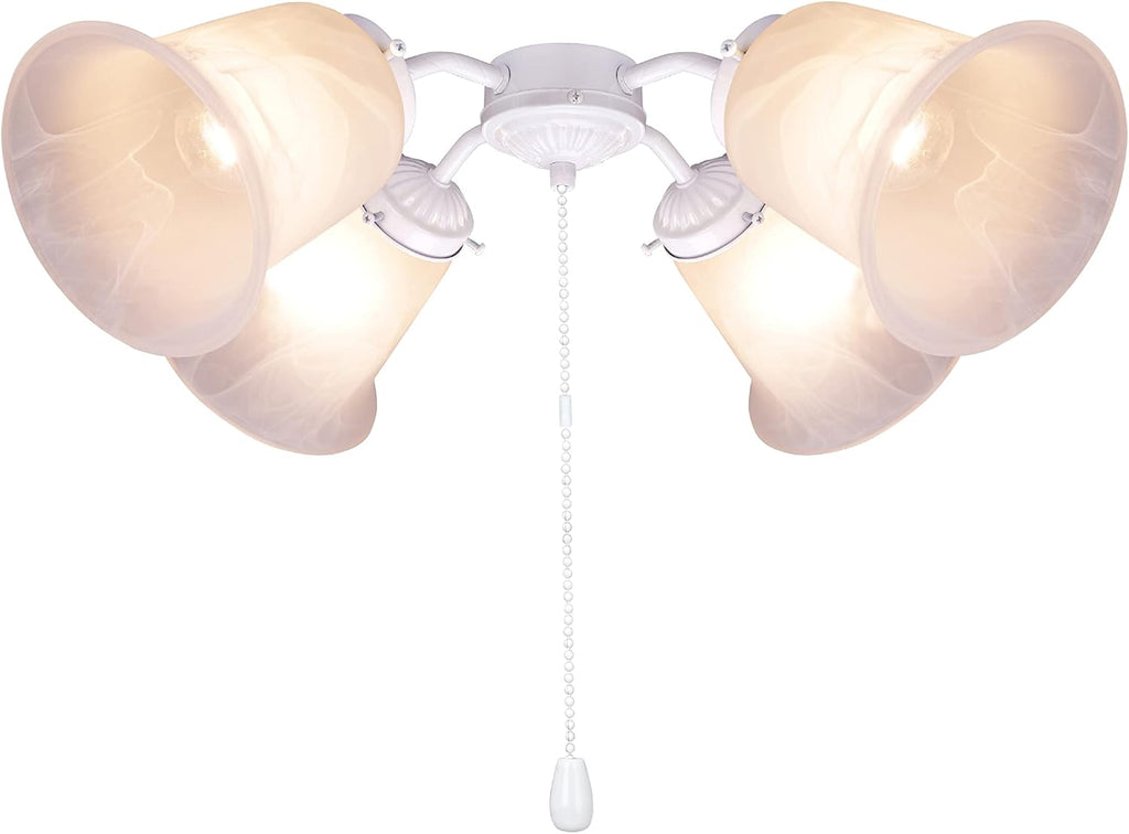 White Ceiling Fan Pull‑Chain Light Kit