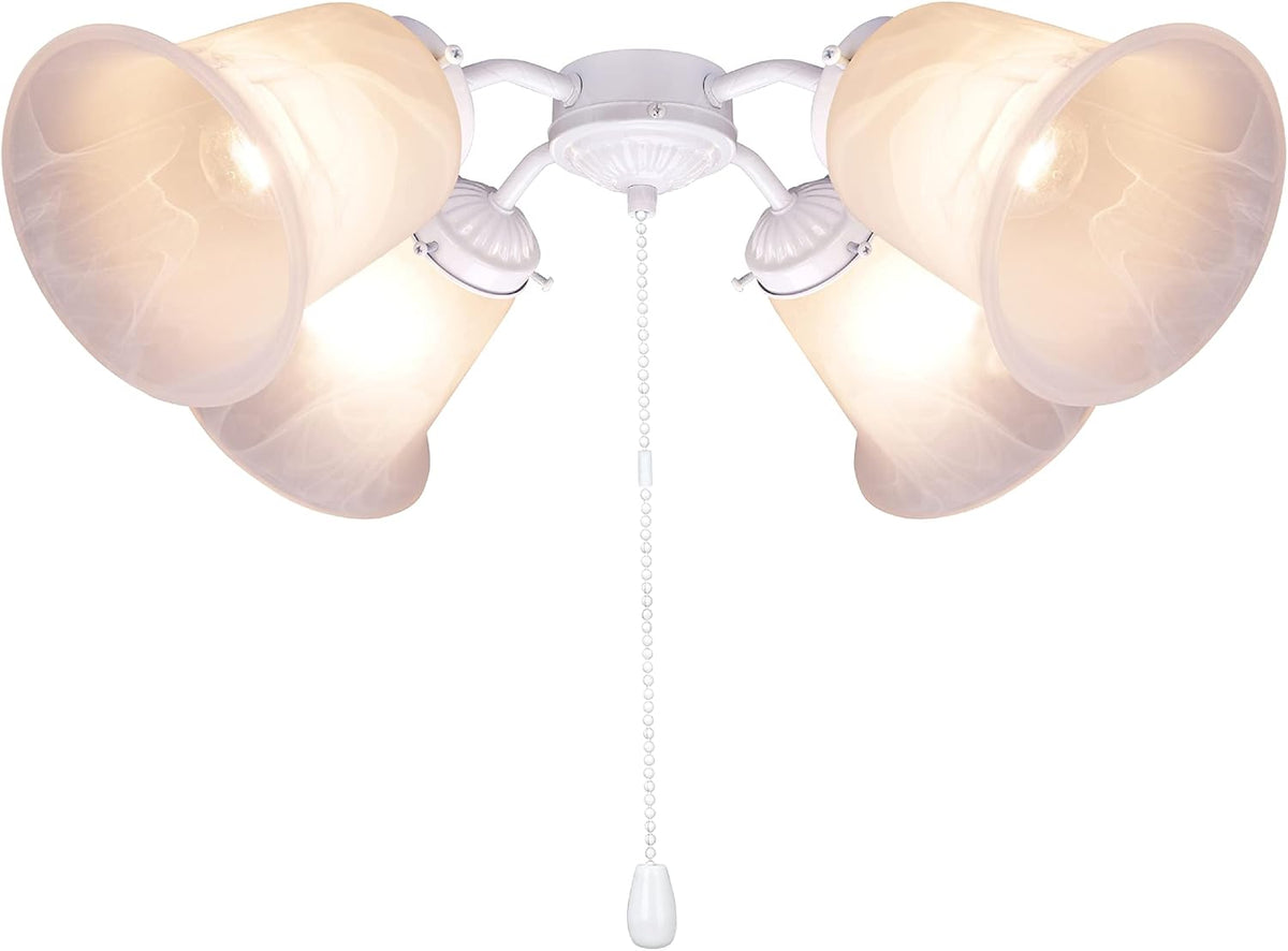White Ceiling Fan Pull‑Chain Light Kit