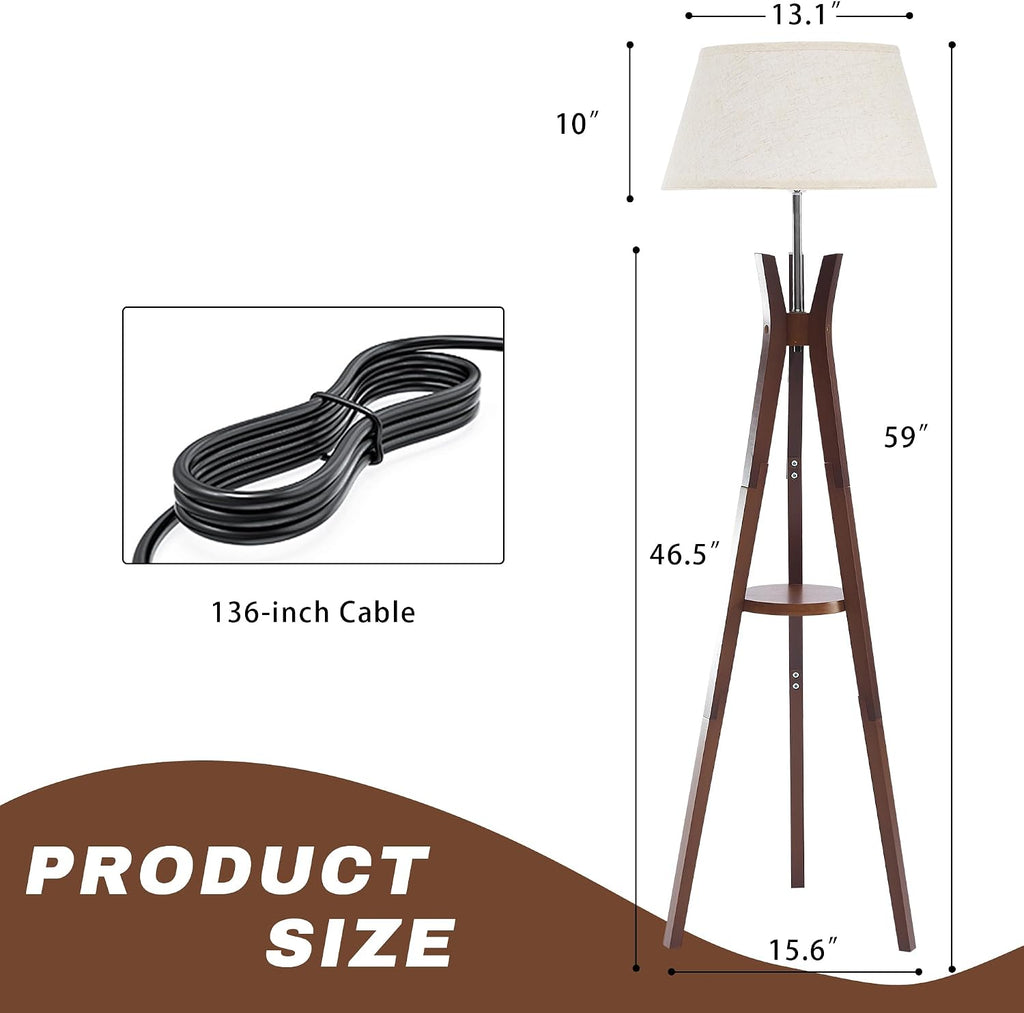 Modern Tripod Floor Lamp With Storage Shelf