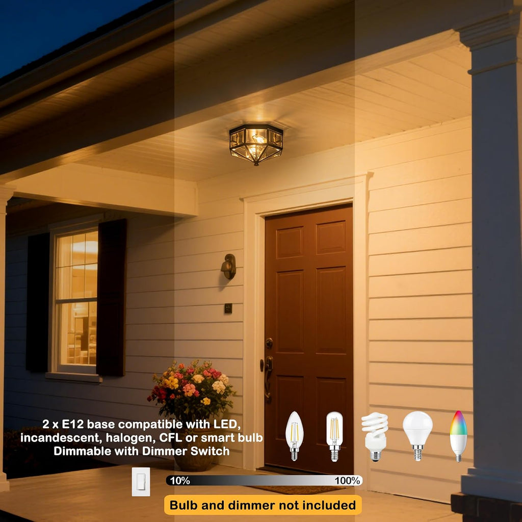 Copper Outdoor Flush Mount Ceiling Light Fixture