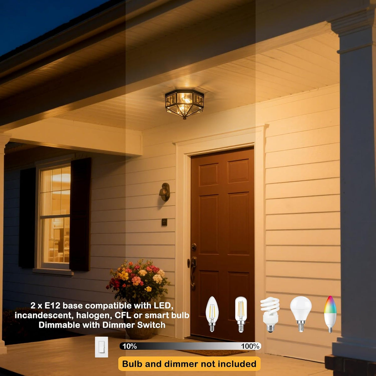 Copper Outdoor Flush Mount Ceiling Light Fixture