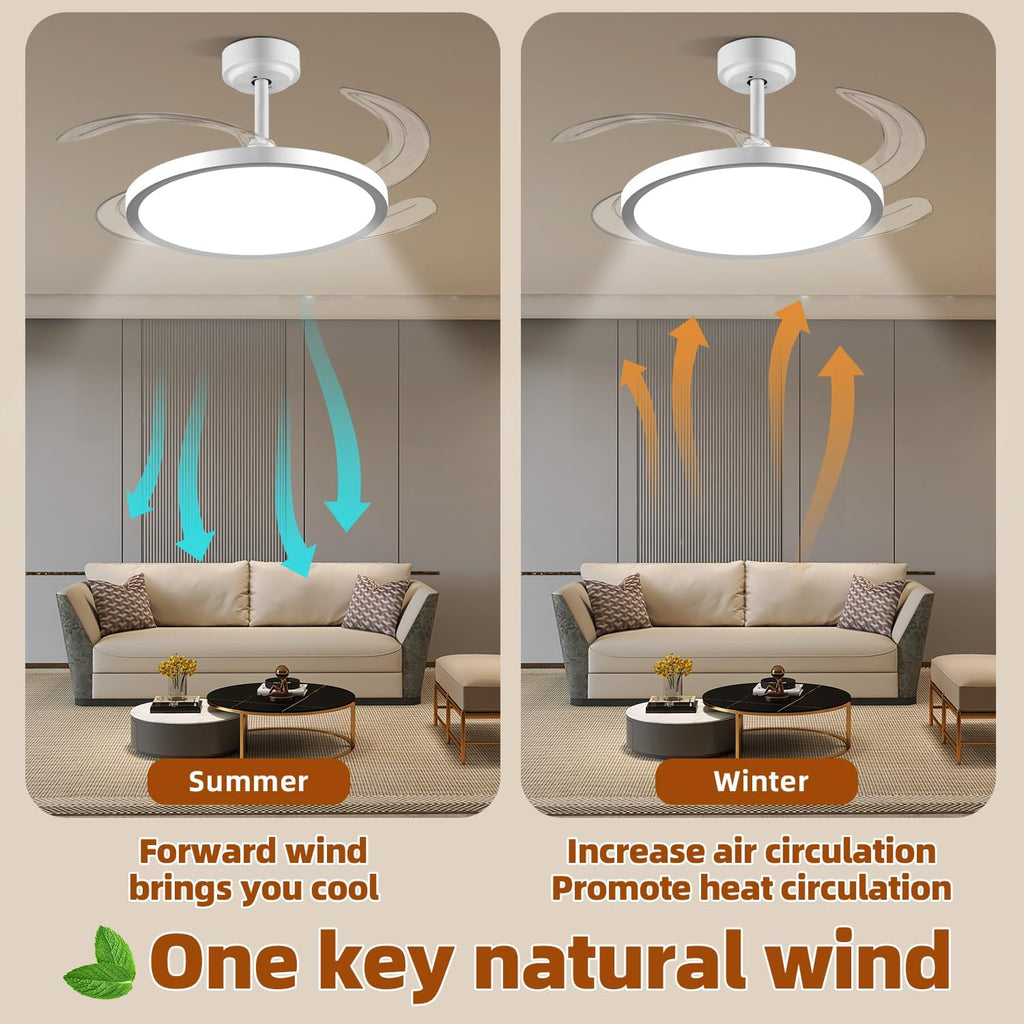 Smart Retractable Ceiling Fan With Lights