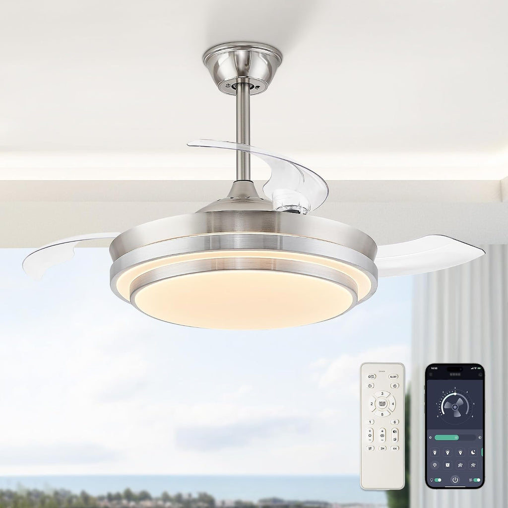 Retractable Ceiling Fan With Light Remote