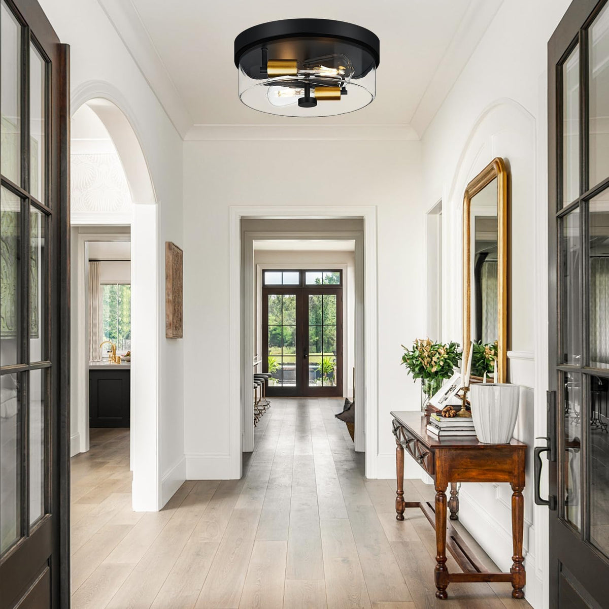 Farmhouse Clear Glass Flush Mount Ceiling Light