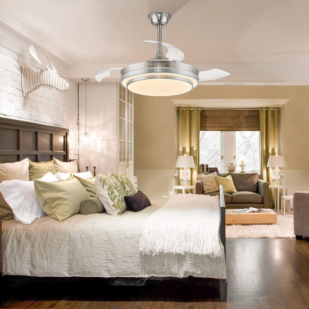 Retractable Ceiling Fan With Light Remote