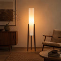 Walnut Wood Tripod Floor Lamp for Living Room