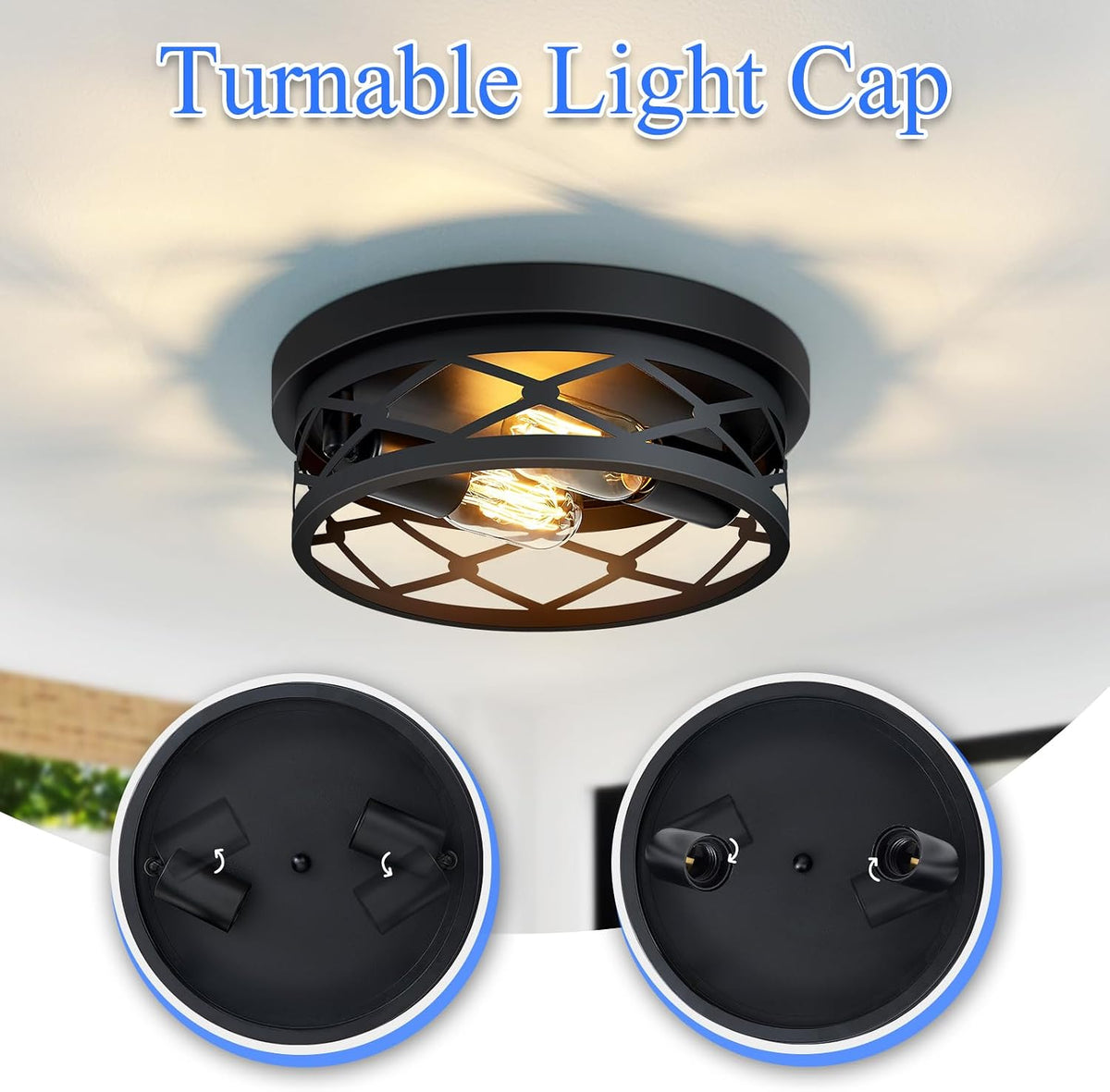 Farmhouse Black Flush Mount Ceiling Light