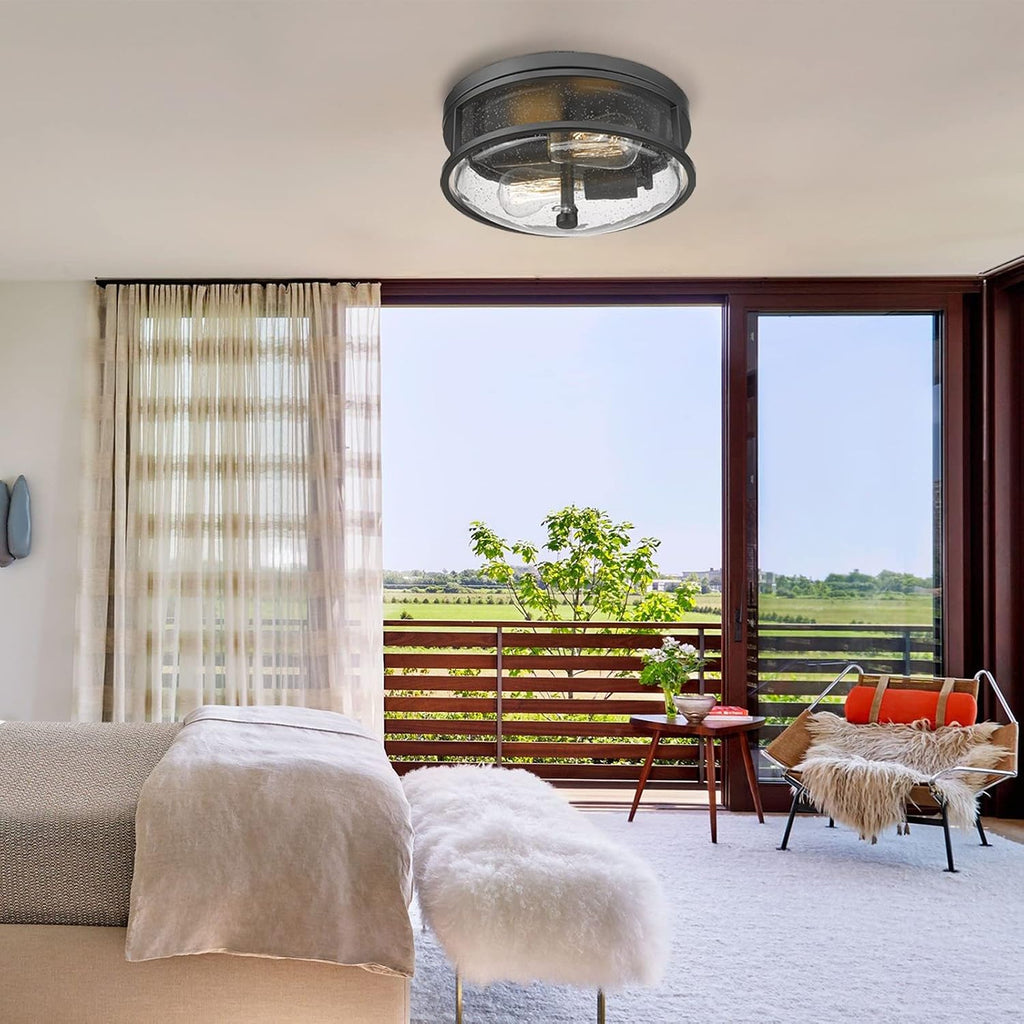Modern Farmhouse Seeded Glass Ceiling Light
