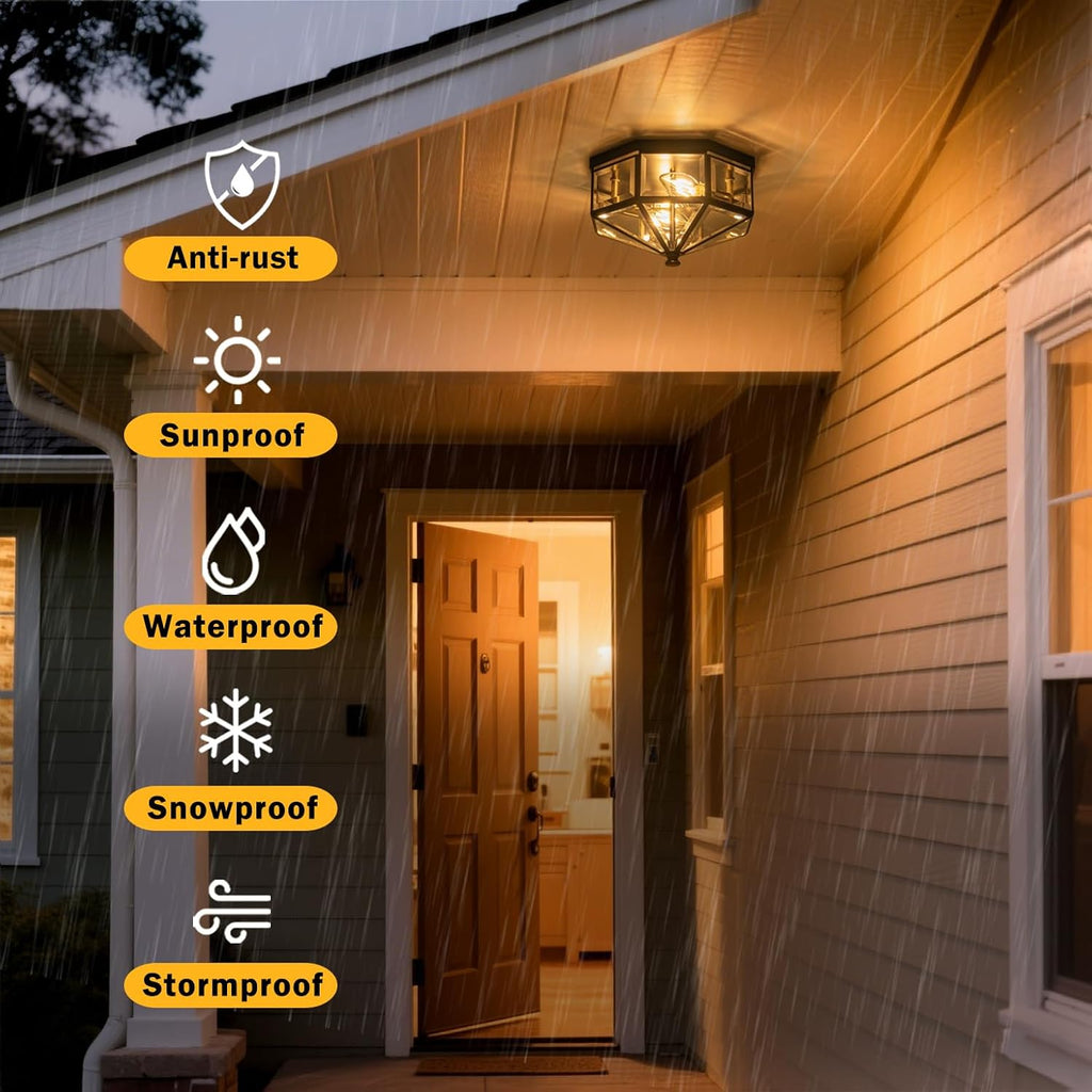 Copper Outdoor Flush Mount Ceiling Light Fixture