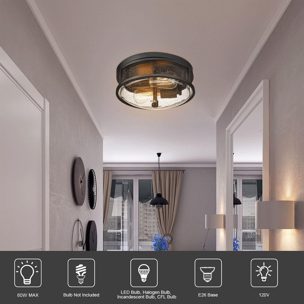 Modern Farmhouse Seeded Glass Ceiling Light