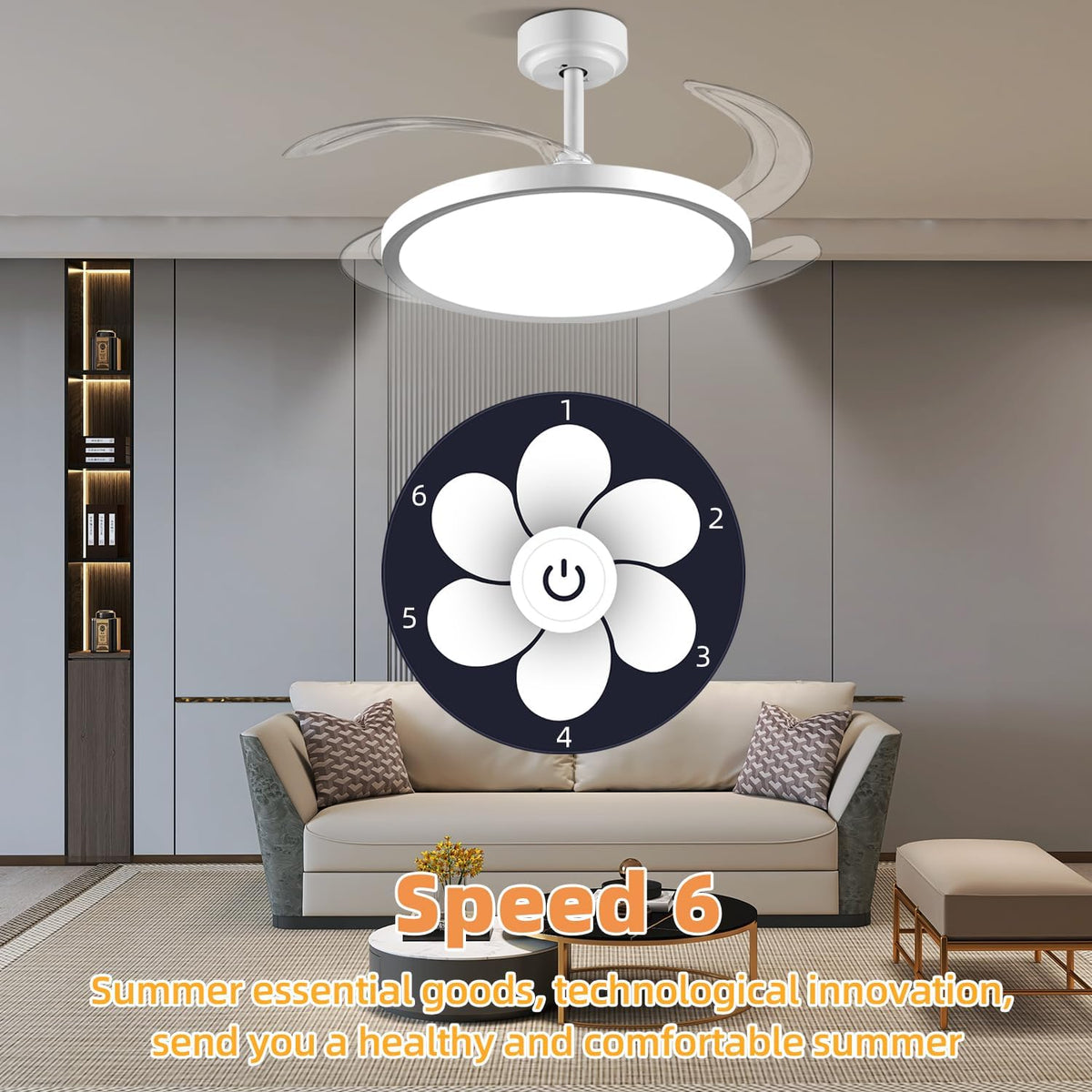Smart Retractable Ceiling Fan With Lights