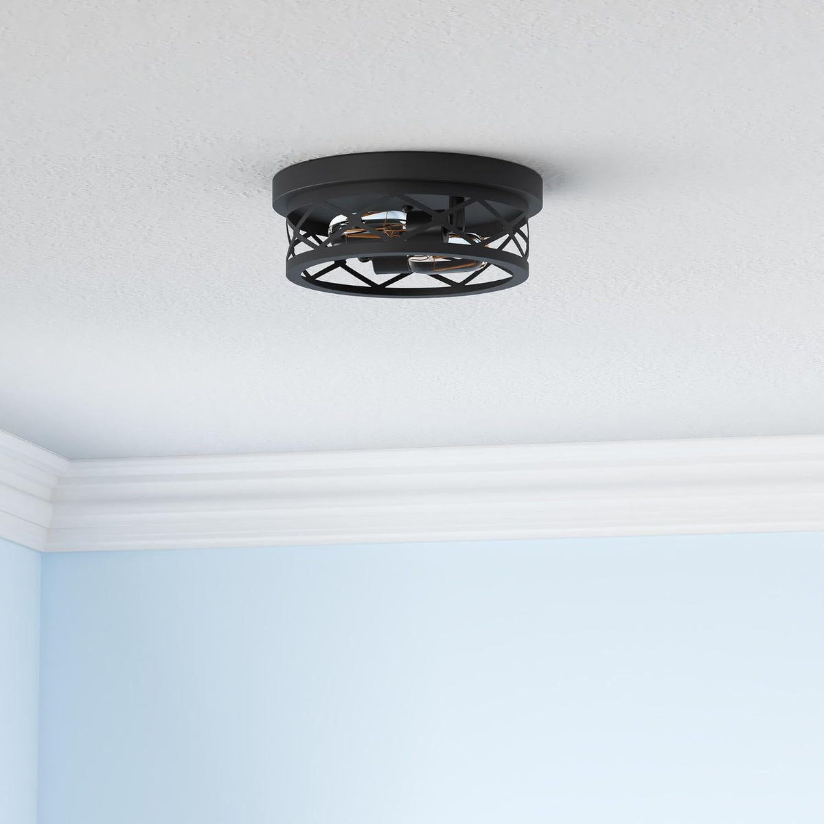 Farmhouse Black Flush Mount Ceiling Light