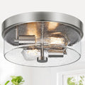 Brushed Nickel Seeded Glass Ceiling Light