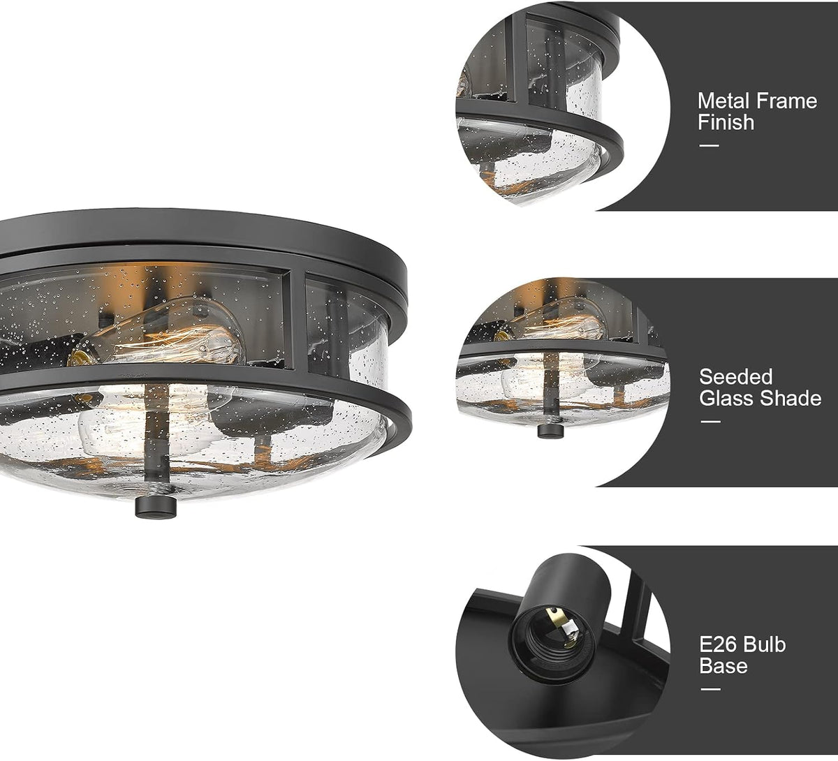 Modern Farmhouse Seeded Glass Ceiling Light