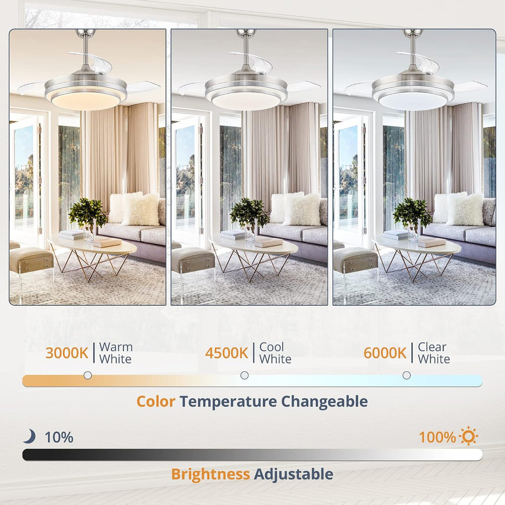 Retractable Ceiling Fan With Light Remote