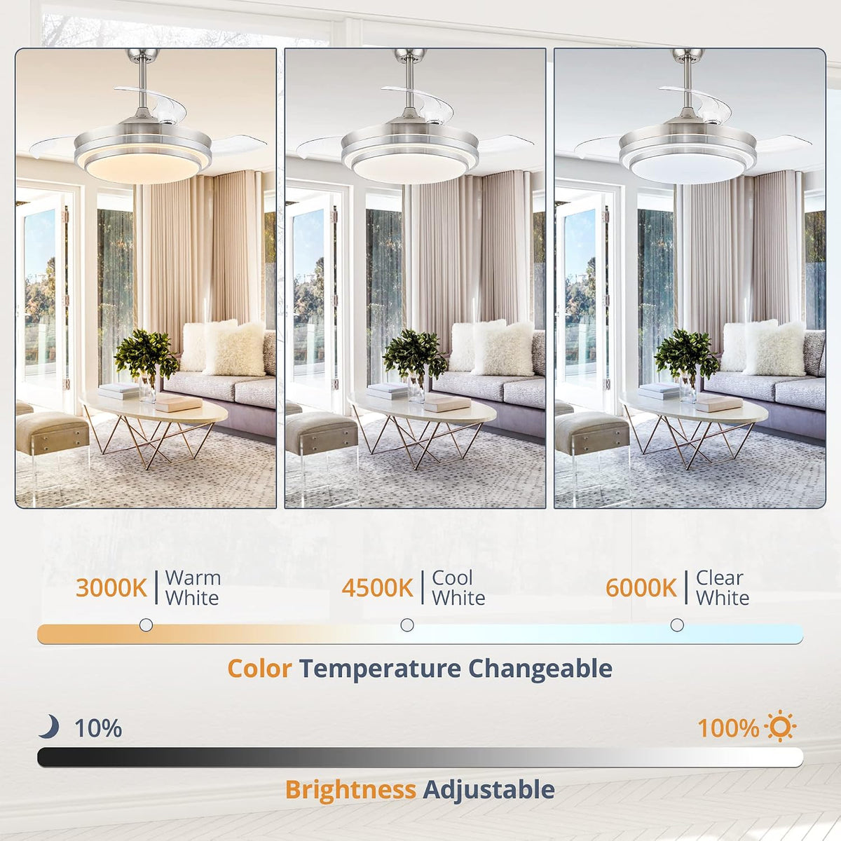 Retractable Ceiling Fan With Light Remote