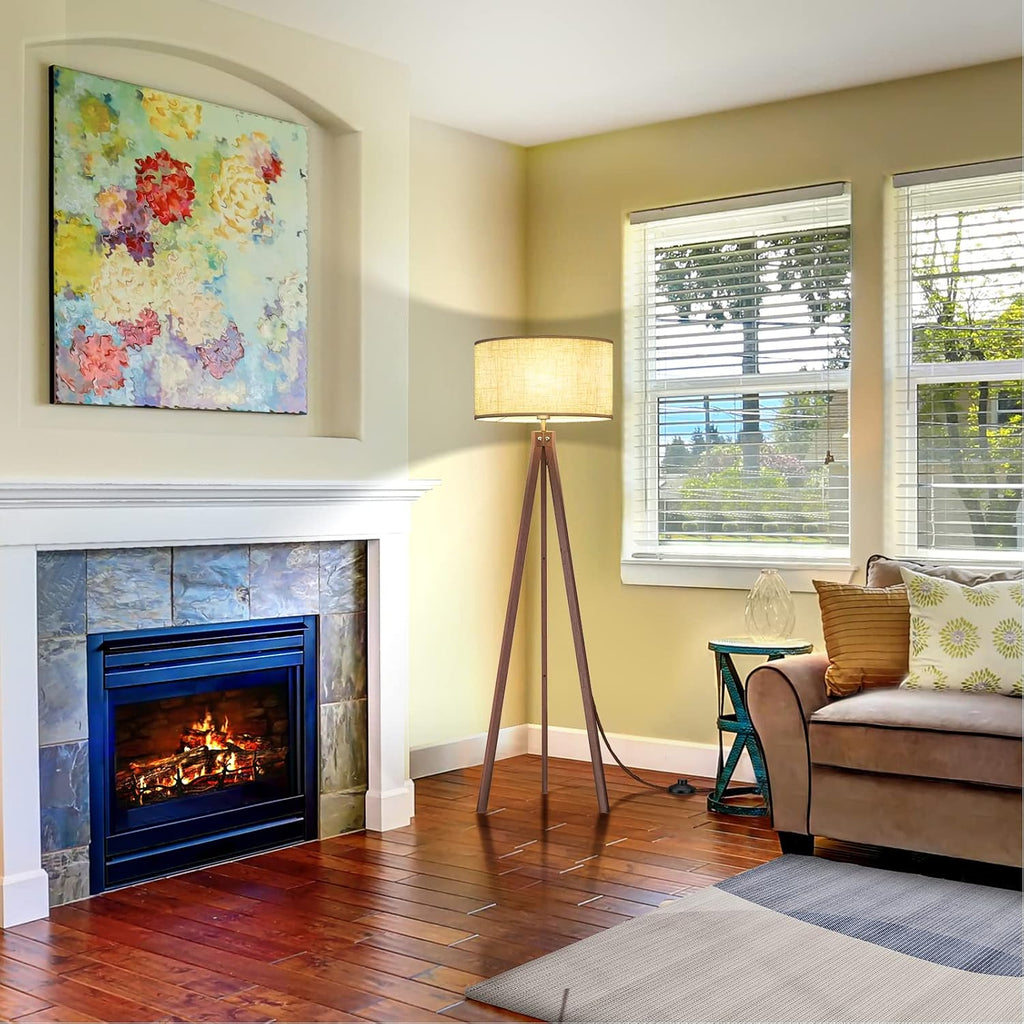 Mid‑Century Tripod Floor Lamp for Living Room