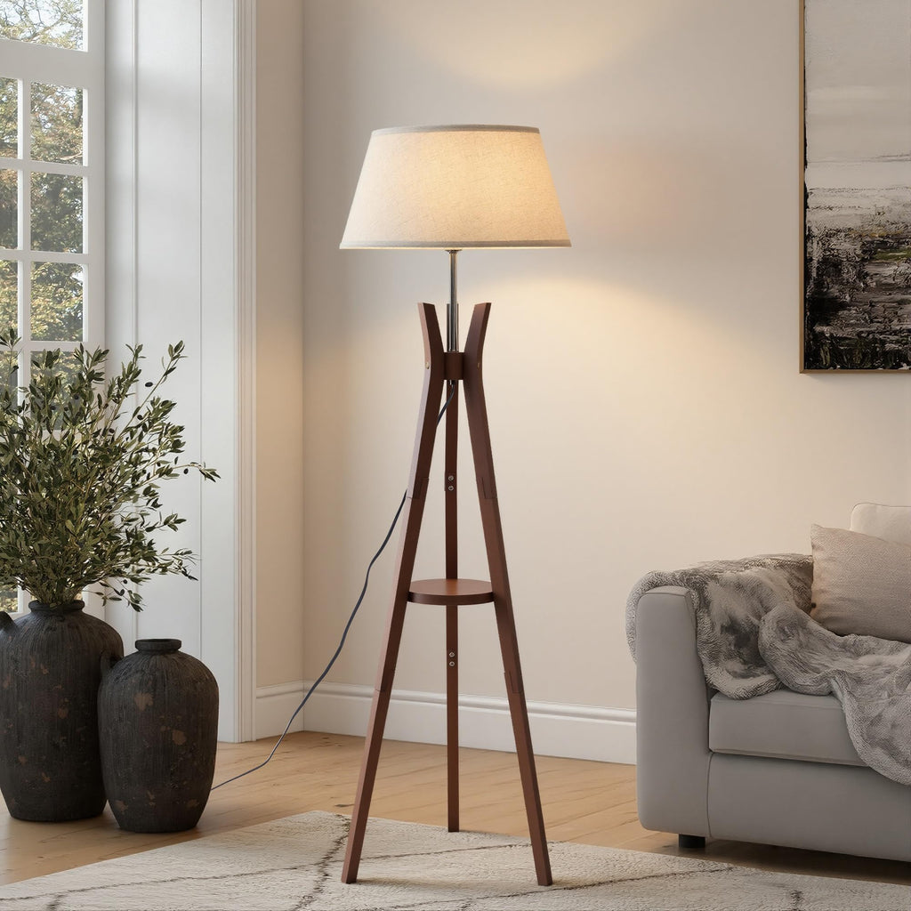 Modern Tripod Floor Lamp With Storage Shelf