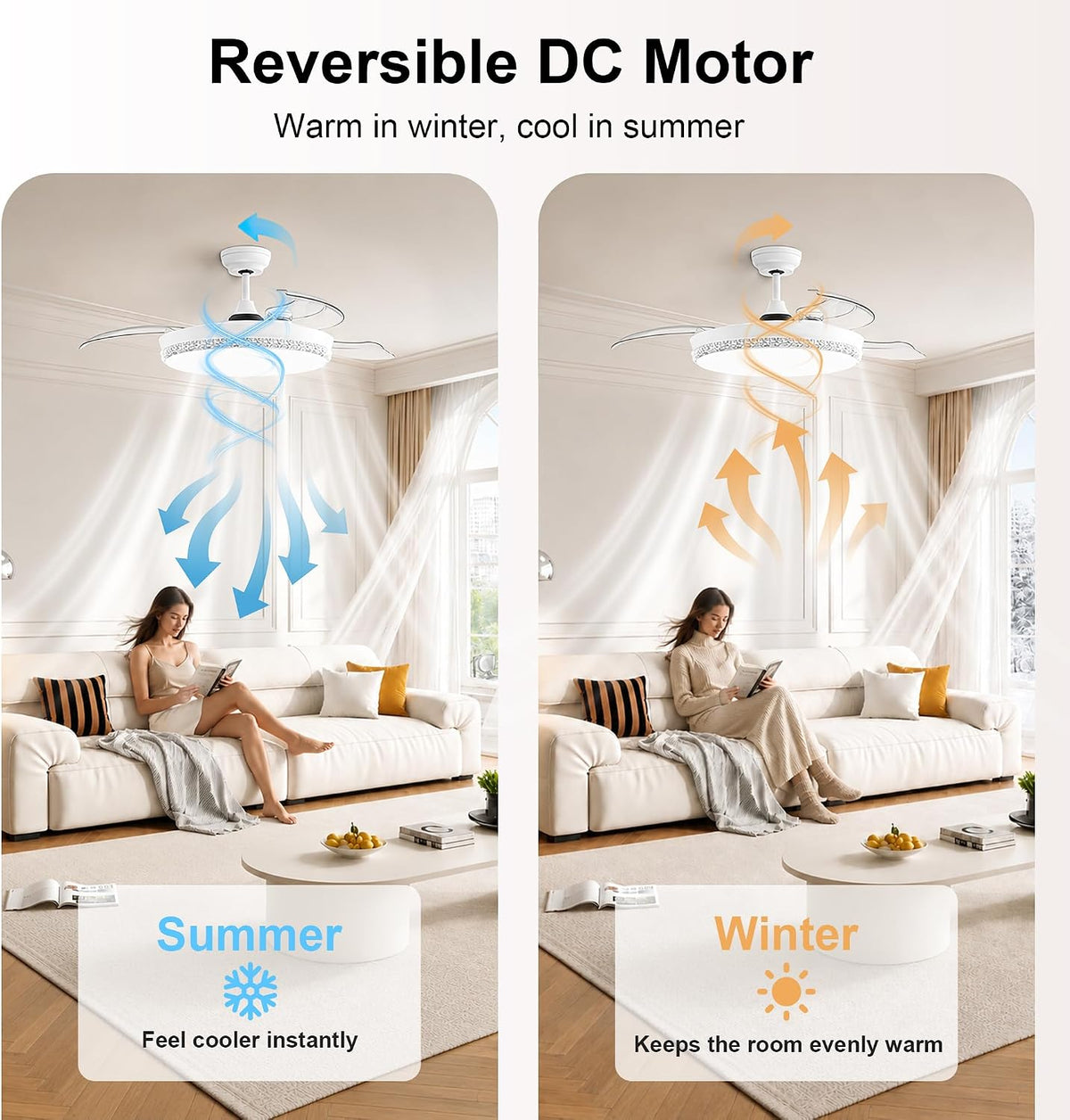 Retractable Ceiling Fan With Light Remote