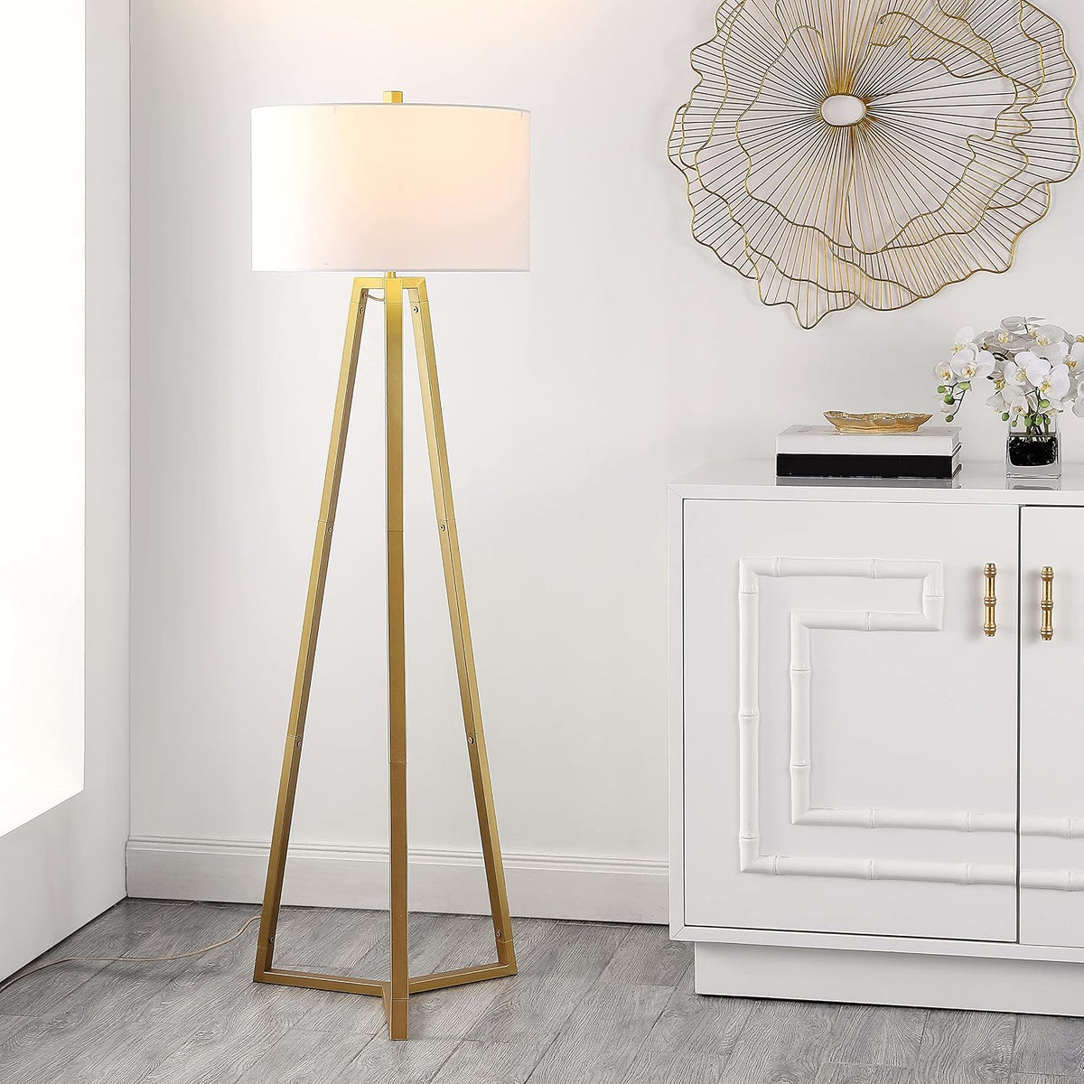 Contemporary Gold Tripod LED Floor Lamp Included Bulb